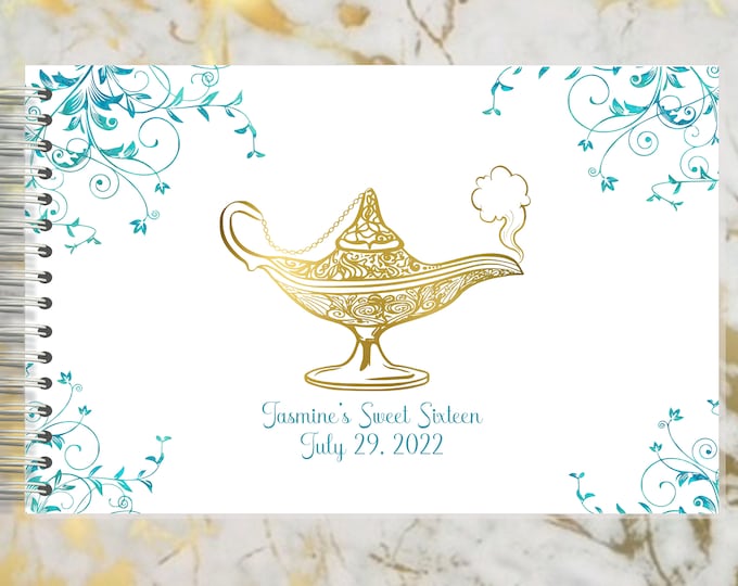 Handmade Aladdin's Lamp Autograph Guestbook | Memory Journal or Wedding Guest Book | #B-2 lovebirdslane