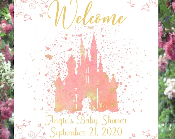 DIGITAL Blush Castle Wedding Welcome Table Sign - Fairytale Wedding Sign - Princess Wedding Sign - Easy Print - lovebirdslane