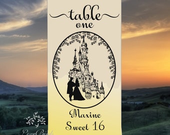 Personalized Wedding Luminaries Table Numbers Lantern Centerpiece Decorations Princess Castle Sleeping Beauty #cl-01-10