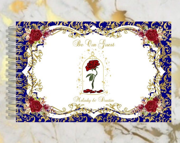 Handmade Enchanted Rose Personalized Autograph Guestbook Memory Journal or Wedding Guest Book lovebirdslane