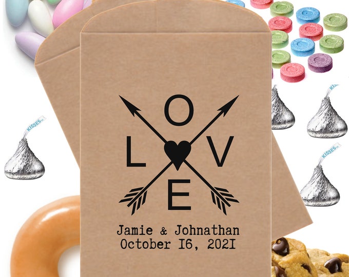 Personalized Heart Wedding Favor Bag Bridal Shower With Love Candy Buffet Bags Snack Bar Buffet Bags