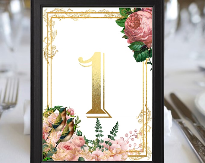 Vintage Blush Wedding Table Numbers Princess #blushwedding