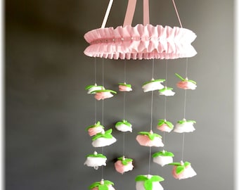Felt Rose Mobile, Princess Nursery Bedding, Princess Room Decor, Crib Bedding, Nursery Decor, Girls Room Décor