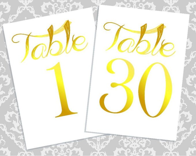 INSTANT DOWNLOAD Amairation Gold Wedding table numbers, table decor princess wedding, table cards, wedding stationery - lovebirdslane