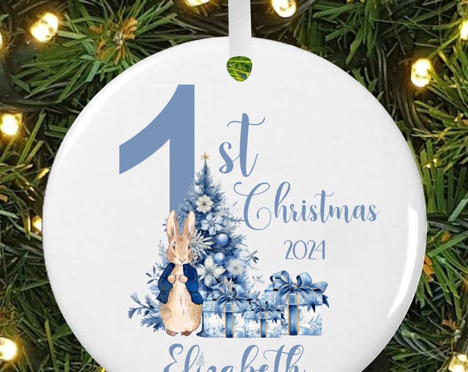 Personalized Baby's First Christmas Ornament | Peter Rabbit Ornament | 1st Christmas Kid's Ornament | Baby Boy Ornament #O-1205-9