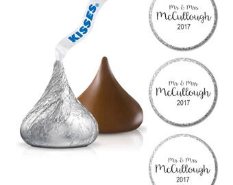 Mr & Mrs Monogram Kisses Sticker | Kisses Table Decor | Wedding Candy Table Labels