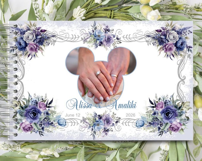 Handmade Floral Wedding Photo Guestbook Personalized Autograph Guestbook Memory Journal or Wedding Guest Book lovebirdslane