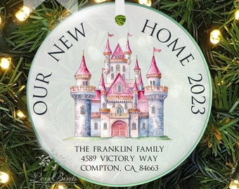 Our New Home Ornament Personalized First Home Ornament First Home Housewarming Gift Our New Home Address lovebirdslane Large Glass Ornament