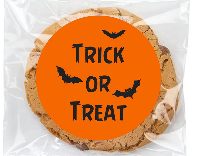 Batty Trick Or Treat Stickers | Candy Table Decor | Halloween Candy Treat Seal