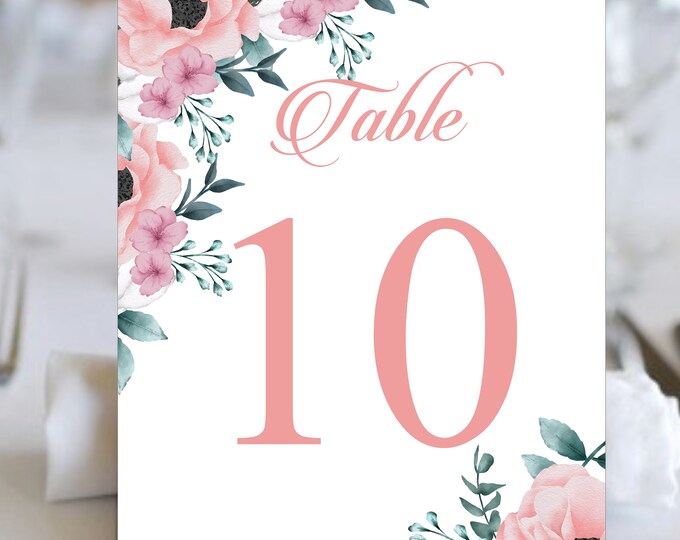 Table Numbers Blush Wedding | Table Seating Cards | Item TN-619 | lovebirdslane