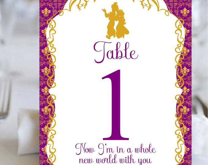 Aladdin Story Book Table Numbers - Order Only The Number Of Cards You Need!