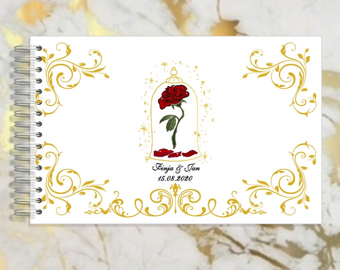 Handmade Enchanted Rose Autograph Guestbook, Memory Journal or Wedding Guest Book