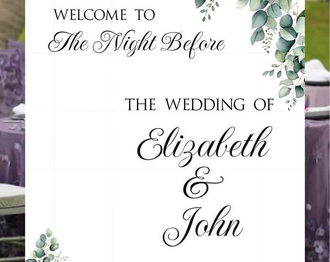 Digital Rehearsal Dinner Sign The night before Wedding Rehearsal Dinner Sign Wedding Welcome Sign Greenery Welcome Sign Minimalist Sign S082