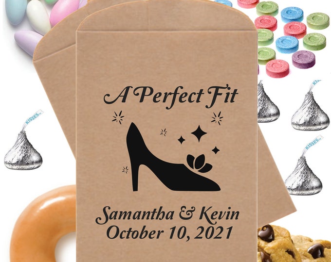 24 Personalized Wedding A Perfect Fit Favor Bags Candy Buffet Bag Cookie Bag Wedding Favor Sweet Sixteen Quinceanera lovebirdslane