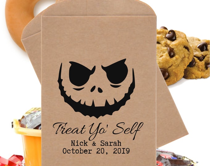 SAVE 30% OFF 24 Jack Treat Yo' Self Favor Bags Halloween Favor Bags Treat Bags Candy Bag Fantacy Theme Party Favors Table Party Favor