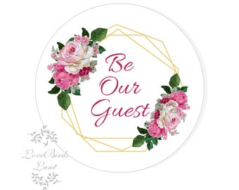Enchanted Rose Be Our Guest Hershey Kisses® Stickers Thank You Stickers | Candy Table Decor | Wedding Candy Labels Envelope Seal #ST-06