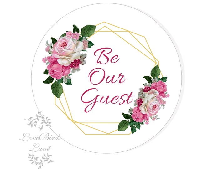 Enchanted Rose Be Our Guest Hershey Kisses® Stickers Thank You Stickers | Candy Table Decor | Wedding Candy Labels Envelope Seal #ST-06