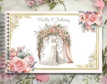 Fairytale Guestbook Vintage Blush Wedding Dress Autograph Guest Book | Memory Journal or Quince Guestbook #GB-0707