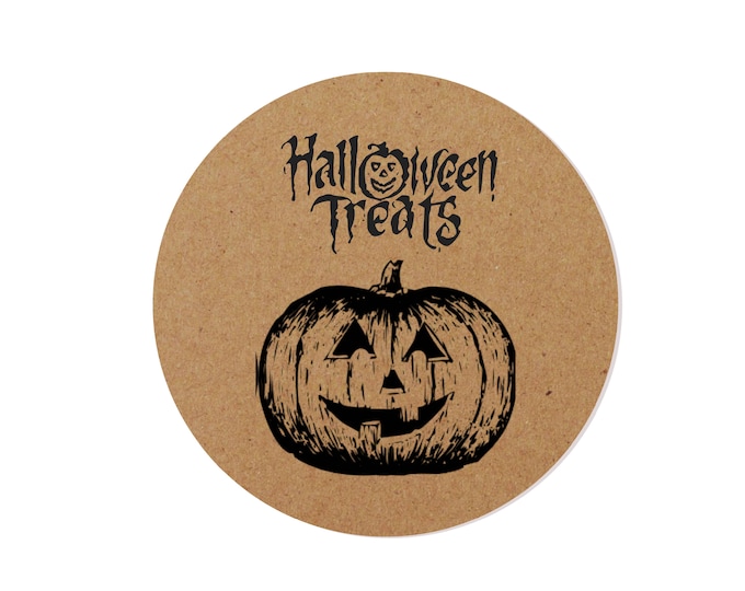 Halloween Treats Pumpkin Sticker Kraft Thank You Stickers Party Favor Stickers Thank You Sticker Hershey ® Candy Stickers