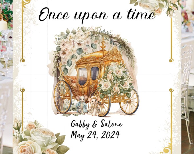 Wedding Guestbook Sign Vintage Wedding Royal Golden Carriage Personalized Alternative Guestbook Sign Keepsake lovebirdslane #0708-6