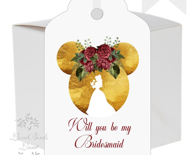 Beauty and the Beast Asking Bridesmaid Cards | Enchanted Rose Thank You Cards | Personalized Thank You Card | lovebirdslane #GT-001