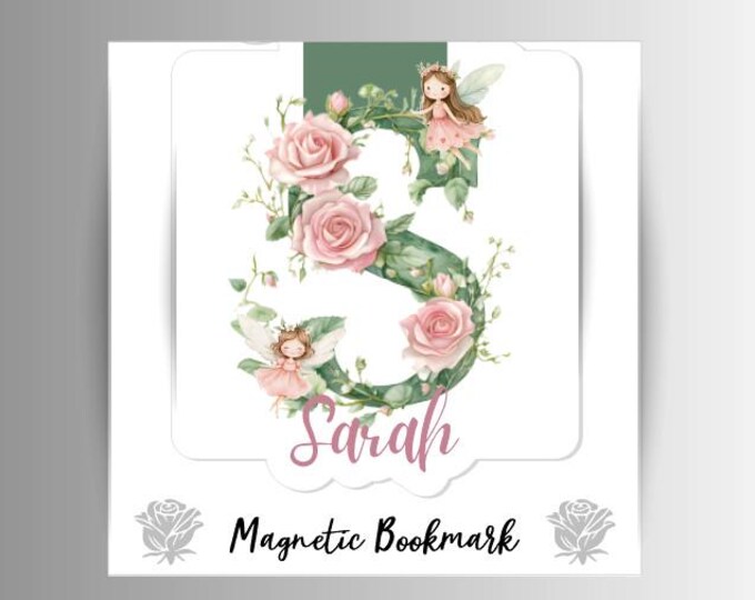 Pink Fairy Monogram Bookmark – Whimsical Fantasy Page Marker