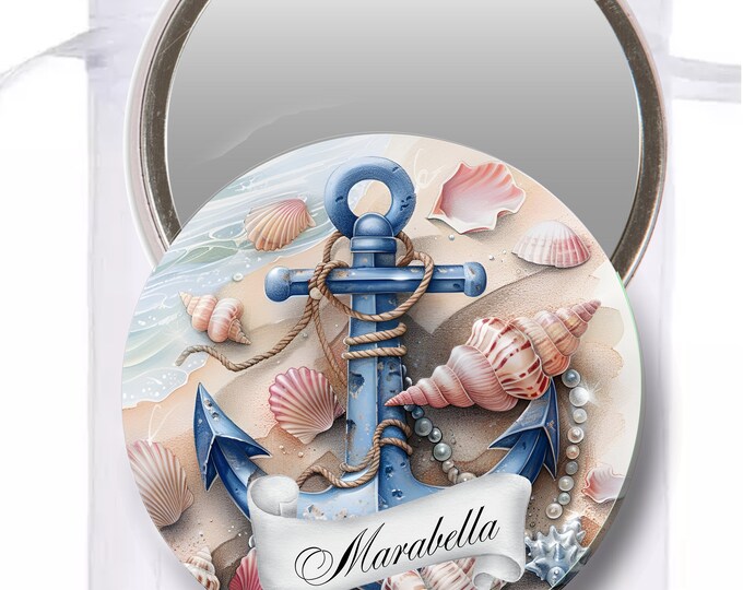 Beach Boat Anchor Personalized Pocket Mirrors | Bridal Shower Pocket Mirrors | Baby Shower Gift #CM0715-2