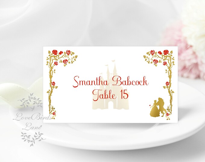 Beauty And The Beast Wedding Escort Cards | Table Seating Cards | Wedding Place Cards | Reserved Seating Cards | Name Cards #PC410