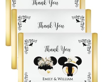 Mini Chocolate Bar Mouse Ears Gold Sticker | Candy Table Decor | Wedding Candy Labels Envelope Seal Or Treat Bag Label