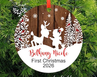 Personalized Baby's First Christmas Ornament | Rudolph Baby Ornament by lovebirdslane Handmade USA