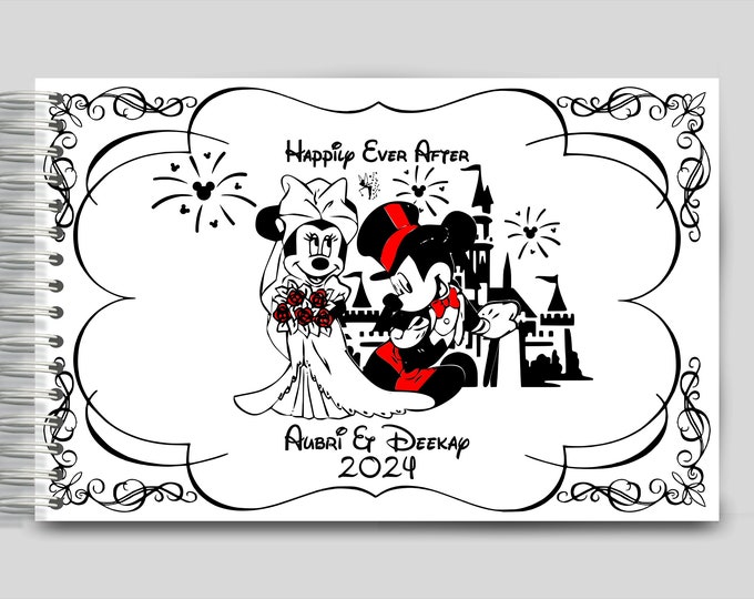 Handmade Mickey & Minnie Personalized Autograph Guestbook Memory Journal or Wedding Guest Book lovebirdslane #0708