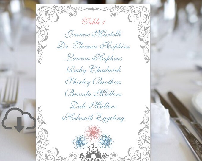 Story Book Castle Table Seating Cards