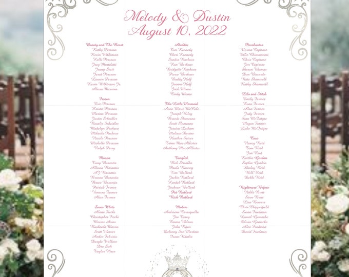 Digital Peach Blush Wedding Seating Chart | Printable Wedding Seating Chart |  Wedding Seating Sign | lovebirdslane  #SC-22-2