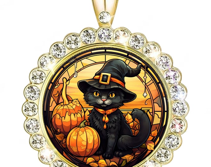 Black Cat Necklace Halloween Gold Bridesmaid Gift Flower Girl Gift Gift For Women #N0916-1