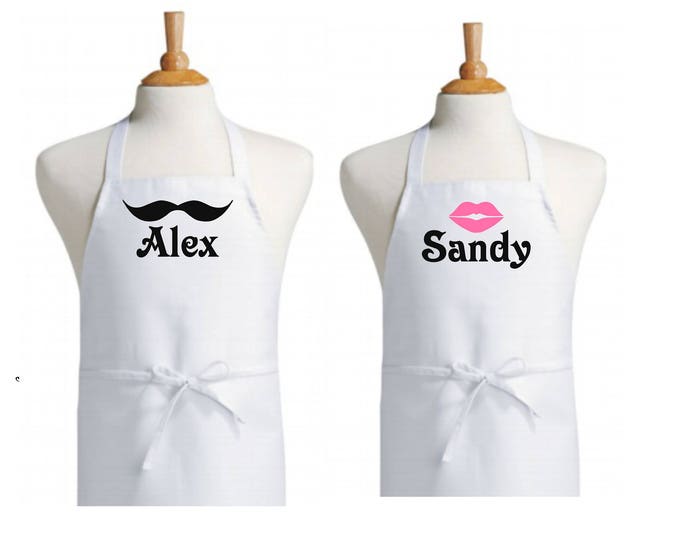 Personalized His & Her Aprons | Bridal Couple Gifts | Gift For Couples | Home Warming Gift | Couples Annivesary Gift | lovebirdslane