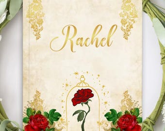 Enchanted Rose Beauty Beast Personalized Bridesmaid Notebook | Custom Wedding Journal Gift