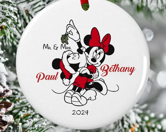 Mickey & Minnie Wedding Christmas Ornament - Married Personalized Wedding Gift - lovebirdslane #O-1107-19