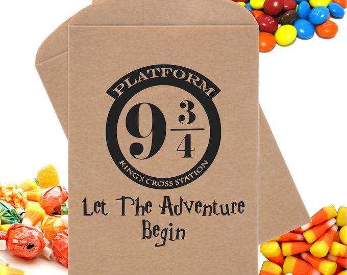 24  Designer Halloween Party Treat Bags Platform 9 3/4 Let The Adventure Begin Dessert Table Party Favor Bags Party Favor Bags