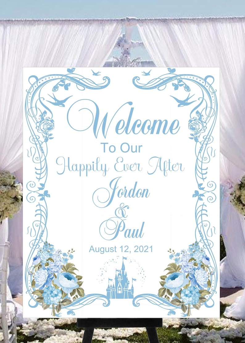 Personalized Fairy Tale Cinderella Castle Wedding Welcome Sign image 2