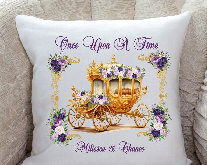 Satin Personalized Purple & Golden Pillow Cover |  Good For Hair | Keepsake Gift for her | Pillowslip Slipcover Slipcase #0825 Royal Coach