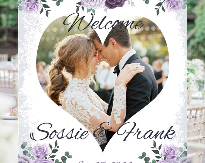 Printed Personalized Photo Wedding Welcome Sign lovebirdslane  #WS518