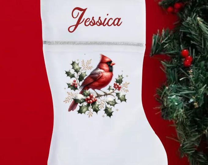 Personalized Cardinal Christmas Stocking