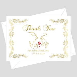 Beauty and the Beast Thank You Cards | Enchanted Rose Thank You Gift Cards | Personalized Thank You Card | lovebirdslane