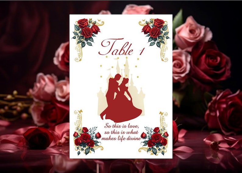 Red Roses Table Numbers Red Rose Storybook Quotable Table Numbers Select Your Quotable Cards ...