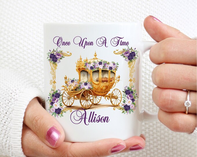 Personalized Coffee Mug Purple and Gold Vintage Royal Carriage Coffee Cup Bridesmaid Gift Gift for Mom lovebirdslane M0825