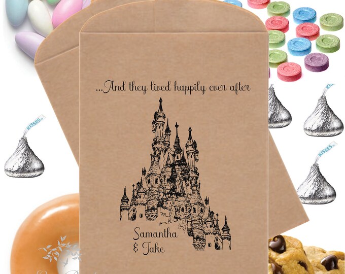 24 Personalized Enchanted Castle Favor Bags Candy Buffet Bag Cookie Bag Wedding Favor Sweet Sixteen Quinceanera lovebirdslane