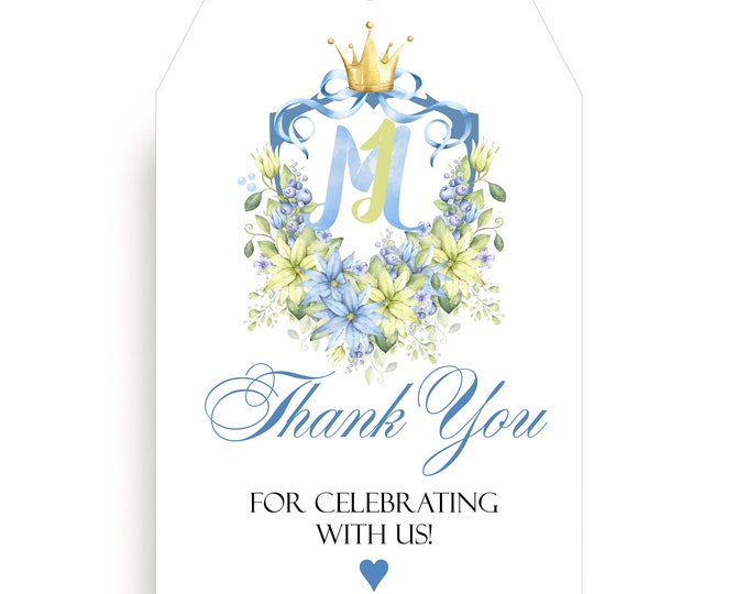 Personalized Gift Tags | Wedding Vintage Monogram Thank You Gift Tags | Personalized Thank You Card #T1230-0