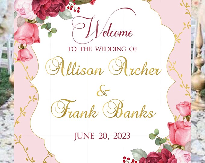 DIGITAL Blush Bride Wedding Welcome Table Sign - Fairytale Wedding Sign - Princess Wedding Sign - lovebirdslane #2352