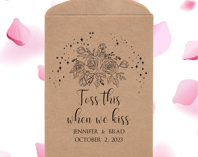 Personalized Magical Rose Wedding Petal Toss Packets - EMPTY Bags