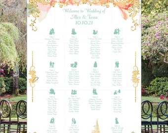 Digital Princess Wedding Seating Chart | Printable Wedding Seating Chart |  Wedding Seating Sign | lovebirdslane  #SC-03-8